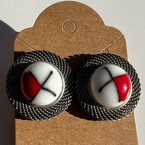 EARRINGS Vintage Retro, ART GLASS, Made in Italy Pierced Ears, Beautiful!